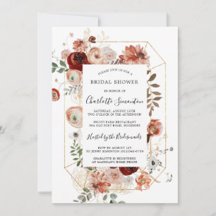 Invitación Marsala Pink Terracotta Floral Bridal Shower