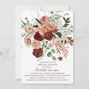 Invitación Marsala Pink Terracotta Floral Bridal Shower