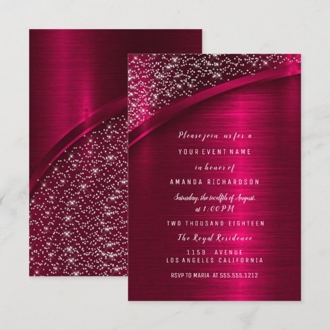 Invitación Marsala Purpurina Bridal Shower Birthday Sweet 16t (Anverso / Reverso)