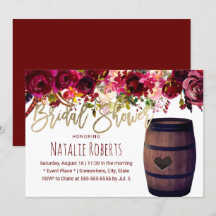 Invitación Marsala Red Floral Barrel Bridal Shower