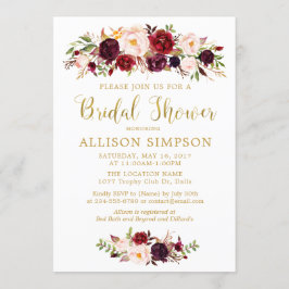 Invitación Marsala Rojo Otoño NoviaInvitaciones a la ducha