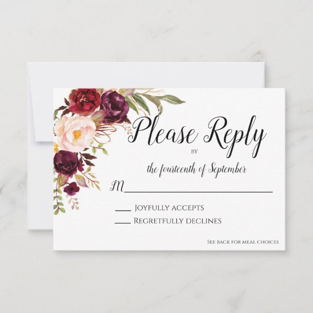 Invitación Marsala RSVP Card (Anverso)