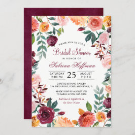 Invitación Marsala Rubor color de agua rosada flor ducha de n