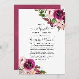 Invitación Marsala y Boda virtual de Rubor Floral Online