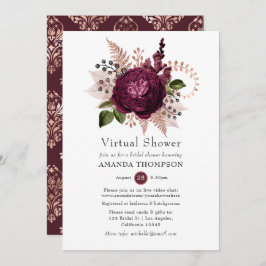 Invitación Marsala y ducha virtual con flores de oro Rosa
