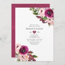 Invitación Marsala y la ducha Rubor Floral Boda Couples