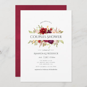 Invitación Marsala y la ducha Rubor Floral Couples