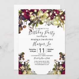 Invitación Marsala y Rosas de marfil acuarela Fiesta de cumpl