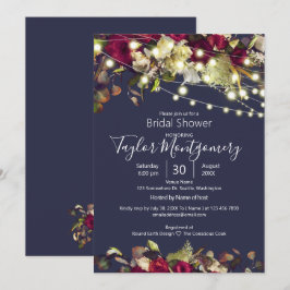 Invitación Marsala y Rosas Marfil | Ducha de Novia Naval