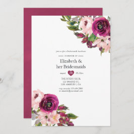 Invitación Marsala y Rubor Floral Bridesmaids Luncheon