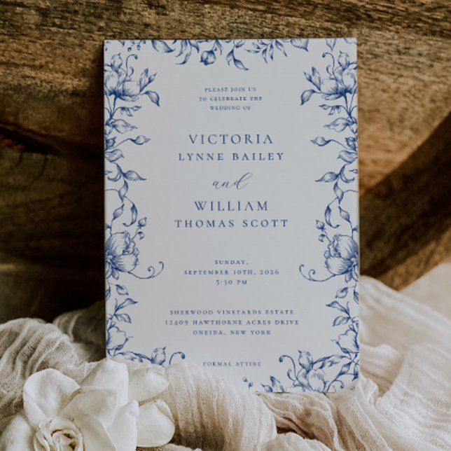 Invitación Marseille Bleu Garden Boda Floral (Subido por el creador)