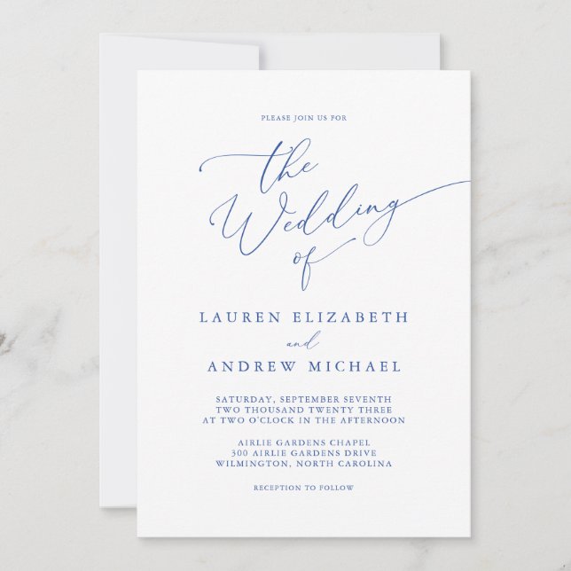Invitación Marsella Bleu Elegant Wedding (Anverso)