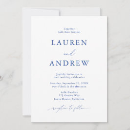 Invitación Marsella Bleu Simple Minimalista 3 Boda