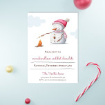 Invitación Marshmallows and Hot Chocolate Snowman Holiday<br><div class="desc">Minimalist holiday invitation with an illustration of a snowman roasting marshmallows. Adorable day to invite your family,  friends and neighbors to an evening of treats. Illustrated and designed by Patricia Alvarez.</div>