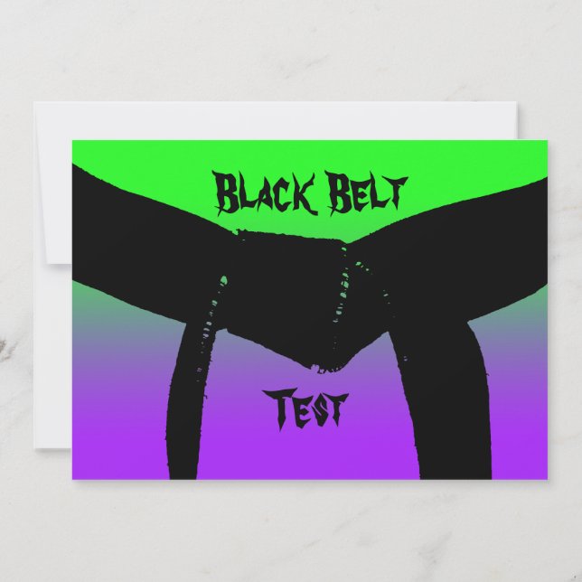 Invitación Martial Arts Black Belt Rank Test púrpura verde (Reverso)