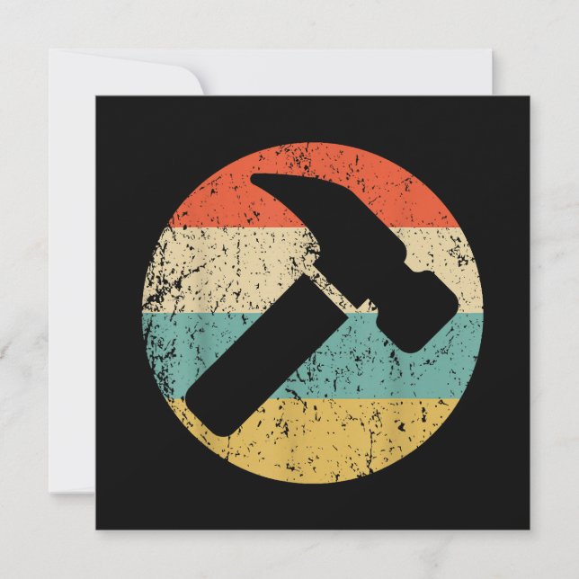 Invitación Martillo retro vintage carpintero (Anverso)