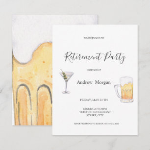 Invitación Martini acuarela, Fiesta de retiro de cerveza