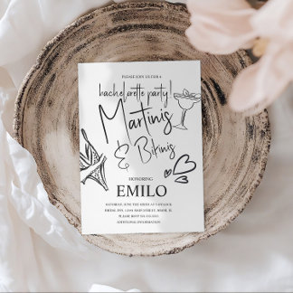 Invitación Martini Bikini Doodles Beach Bachelorette’s Party