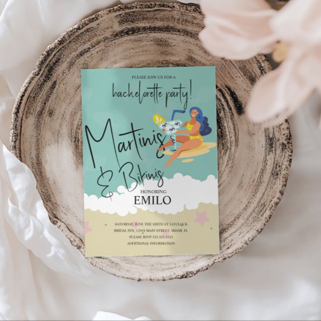 Invitación Martini Bikini Fun Beach Bachelorette’s Party (Subido por el creador)
