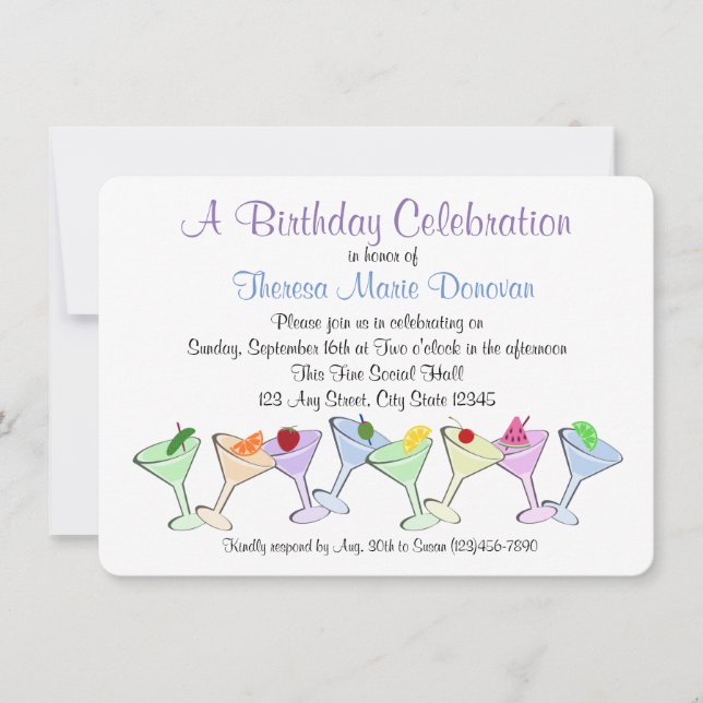 Invitación Martini Birthday (Anverso)