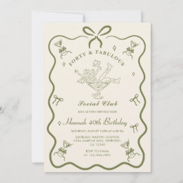 Invitación Martini Bow Cuarenta Cumpleaños, Un Poco Mayor De 