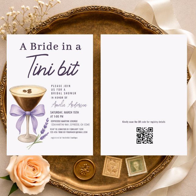 Invitación Martini Bride in a Tini Bit QR Code Bridal Shower (Subido por el creador)