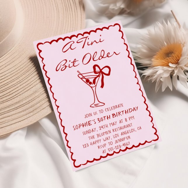 Invitación Martini Cocktail A Tini Bit Older 30th Birthday (Subido por el creador)