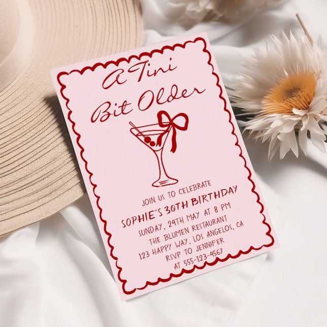 Invitación Martini Cocktail A Tini Bit Older 30th Birthday (Subido por el creador)