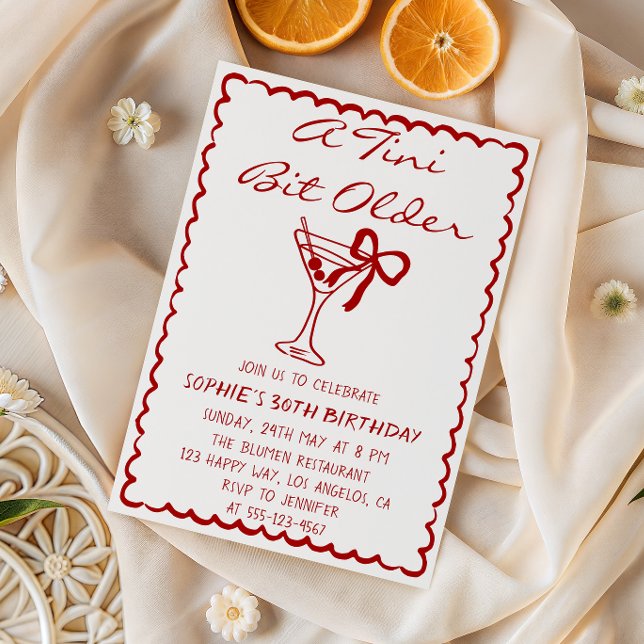 Invitación Martini Cocktail A Tini Bit Older 30th Birthday (Subido por el creador)