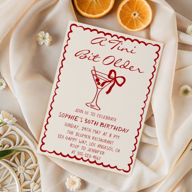 Invitación Martini Cocktail A Tini Bit Older 30th Birthday (Subido por el creador)
