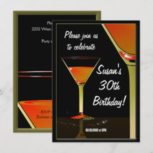 Invitación Martini Cocktail Birthday Party