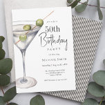 Invitación Martini Cocktail Tema 50 Fiesta de cumpleaños<br><div class="desc">Organizar una fiesta de cumpleaños número 50 con un tema de cócteles martini. Ya sea en un salón en la azotea, su bar favorito, un elegante restaurante o una reunión más íntima en casa, este tema hará que la noche sea divertida. Este diseño de invitación tiene un vaso de martini...</div>