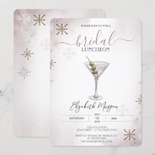 Invitación Martini,Cóctel, Almuerzo nupcial con copos de niev