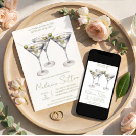 Invitación Martini con aceitunas, bebida de cóctel, Despedida