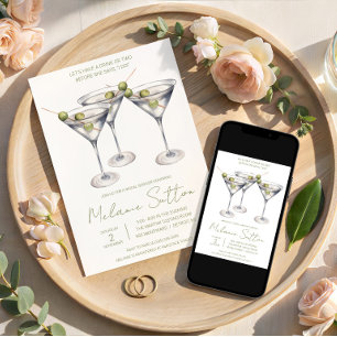Invitación Martini con aceitunas, bebida de cóctel, Despedida