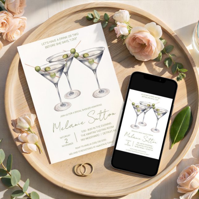 Invitación Martini con aceitunas, bebida de cóctel, Despedida (Subido por el creador)
