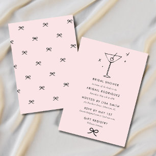 Invitación Martini Coquette Bow Bridal Shower