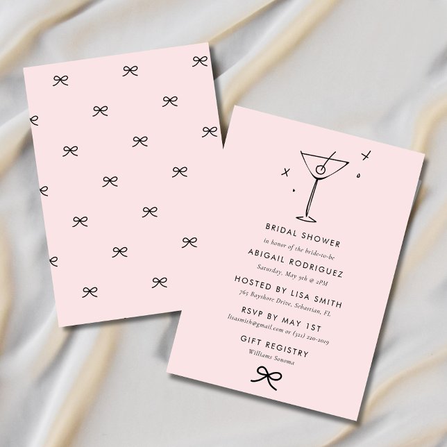Invitación Martini Coquette Bow Bridal Shower (Martini Coquette Bow Bridal Shower Invitation
)