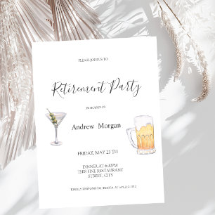 Invitación Martini de acuarela, Fiesta de jubilación de cerve