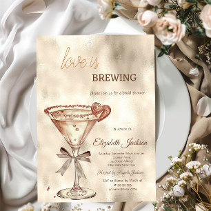 Invitación Martini de Amor con Brillo en Goteo 