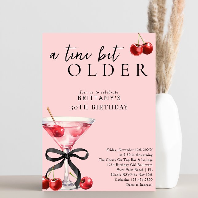 Invitación Martini de cereza un poco más rosa Cumpleaños 30 (Subido por el creador)