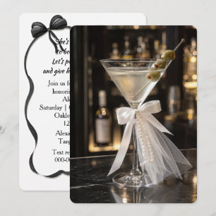 Invitación Martini de Despedida de Soltera con Velo y Perlas