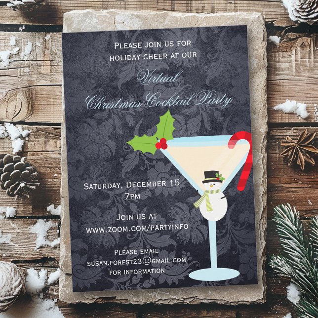 Invitación Martini de Fiesta Virtual de Navidad (Subido por el creador)