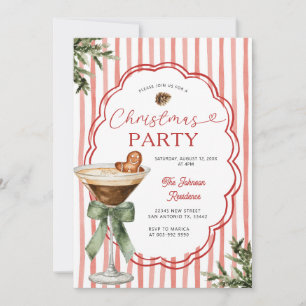 Invitación Martini de jengibre Stripe y Navidad