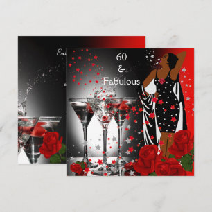 Invitación Martini de Rosas Rojas Cumpleaños Étnico Fabuloso