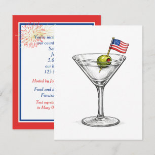 Invitación Martini del 4 de julio con bandera americana
