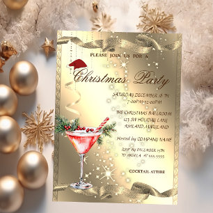Invitación Martini Glass Gold Sparkle Corporate Navidades