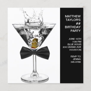Invitación Martini Glass Mans Cualquier fiesta de cumpleaños 