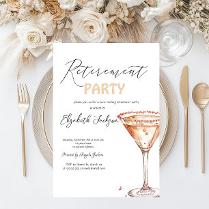 Invitación Martini Glass Retirement Fiesta
