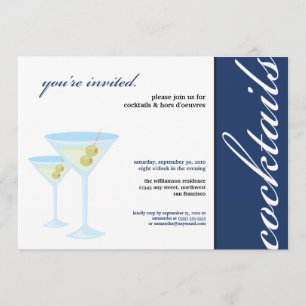 Invitación Martini Glasses Cocktail Party Invitation (azul)